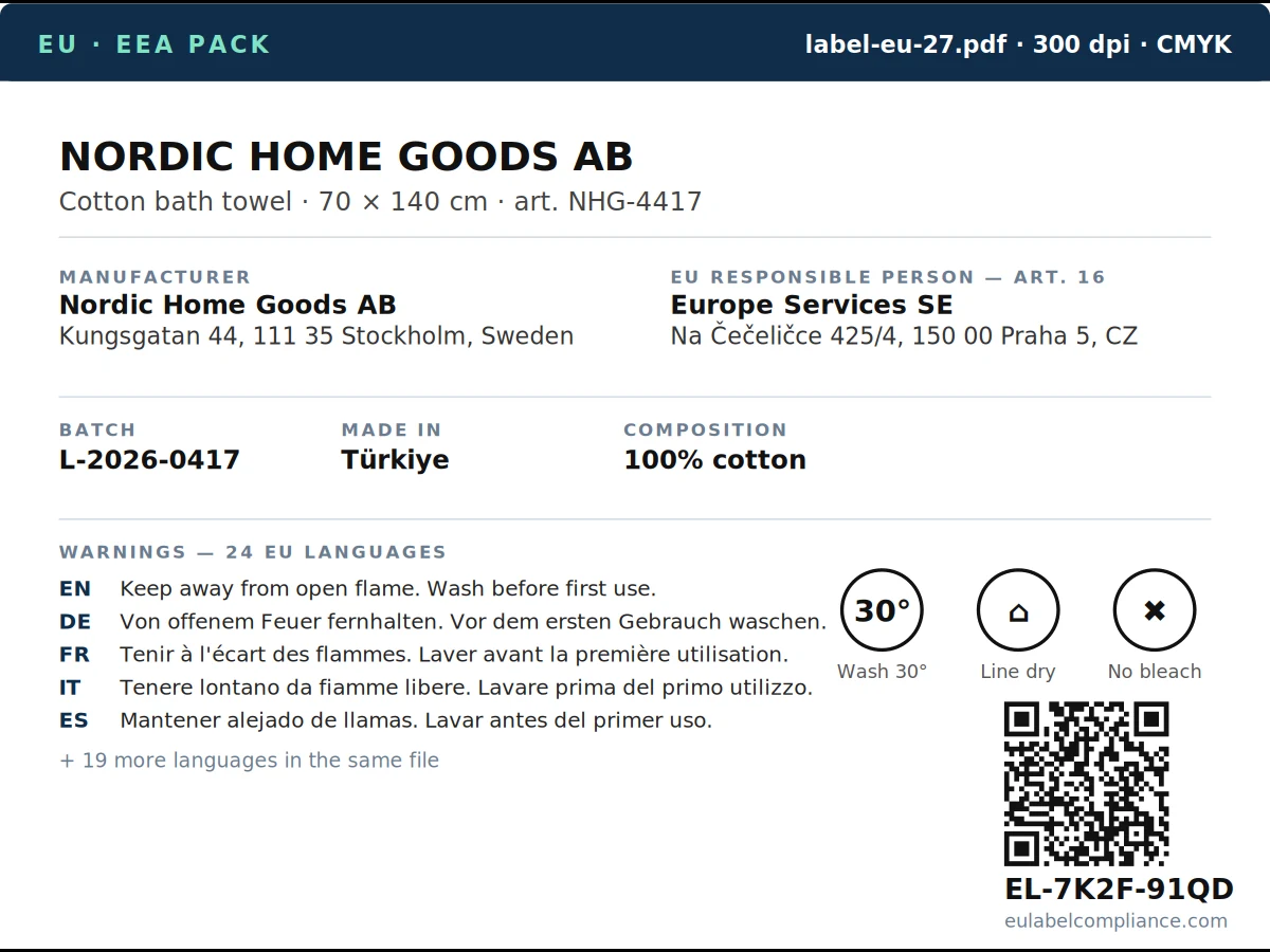 Example of the label this guide describes