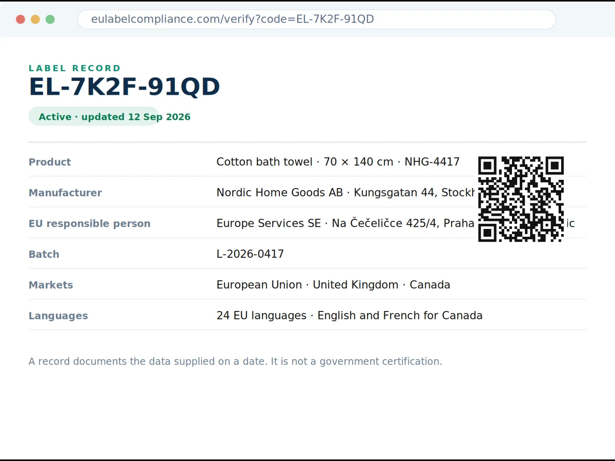 Example of the label this guide describes